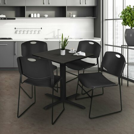 REGENCY Cain Square Table & Chair Sets, 30 W, 30 L, 29 H, Wood, Metal, Polypropylene Top, Ash Grey TB3030AG44BK